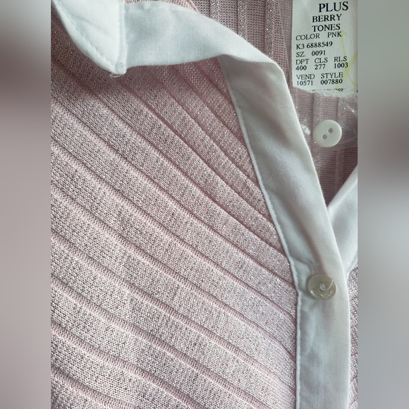 4X New Fashion Bug Plus Size pink shimmer work sweater top shirt women's - Picture 5 of 6